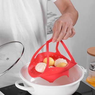 biuboom1.co Silicone Steamer Bracket Creative with Soft Carrying Handle Portable High Toughness Tear Resistant Fruit Dish Pot Steamer for Vegetable