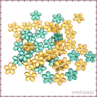100 Pieces Artificial DIY Petal Beads Jewelry Clothes Sewing Green & Yellow (1)