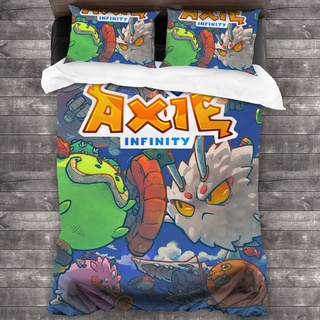 Juego de sábanas 3 en 1 Axie Infinity de 3 piezas de impresión 3D de dibujos animados juego de edredón suave y transpirable (2 fundas de almohada)