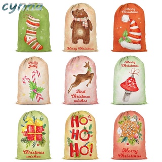 blissing New Santa Sack Watercolor Christmas Gift Bag Gift Bag Christmas Candy Bag Burlap Drawstring Drawstring Bag blissing