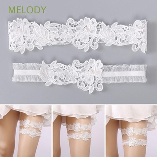 MELODY Gifts Lace Bridal Garter Elegant Rhinestones Embroidered Fashion Stretch Women Girls Leg Garter Pearl