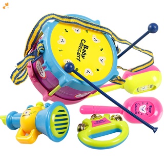 5 unids/set niños bebé bebé rollo tambor cuerno música juguetes mini agarre instrumentos musicales temprano juguetes educativos