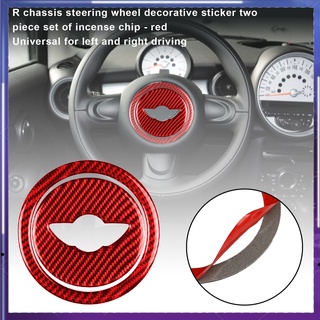 zhandeo—2 unids/set anillo de volante resistente al desgaste durable fibra de carbono rojo cubierta del logotipo de la rueda para bmw mini r55 r56 countryman r60 paceman r61 07-13
