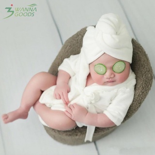 Albornoz de Color sólido envoltura de fotografía recién nacido Props toalla de baño bebé túnica