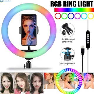 anillo de luz con soporte de teléfono regulable rgb led selfie luz portátil de maquillaje lámpara (1)