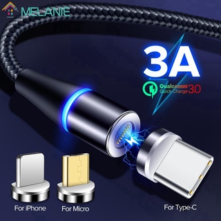 Cables USB magnéticos LED, Micro USB y tipo C y Lightning de carga rápida para IOS iphone Android