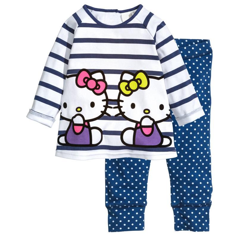 2-7y lindo gato impresión bebé niñas ropa 2pc manga larga niños conjunto ropa otoño