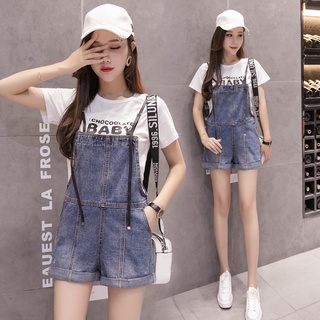 [In stock] Chic Shipping New Loose Korean Students Small Fresh Cat Claw Cute Wide Leg Strap Shorts Strap Shorts Jeans Age Reducing Large Size Strap Pants
