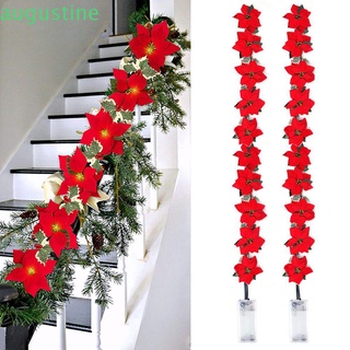 Augustine 10 LED cadena de luces al aire libre decoraciones de navidad guirnalda de navidad suministros de navidad árbol de navidad adornos Poinsettia flores 2M para jardín decoración del hogar