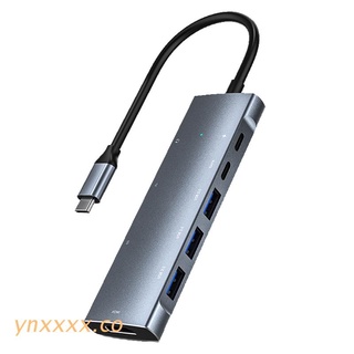 ynxxxx USB3.0 Hub Triple Display 4K HDMI Adapter Port SD TF Card Reader Docking Station