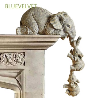 BLUEVELVET Set de 3 elefantes estatua elefante colecciones elefante figuritas adornos decoración de mesa colgando artesanías pintadas a mano esculturas estante decoración
