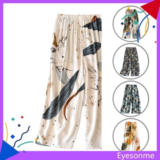 eye_ pantalones casuales de pierna ancha para mujer/pantalones de casa estampado floral streetwear