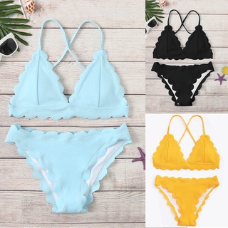 tsl bikini sólido para mujer/bikini sólido/playa/traje de baño dividido/ropa de playa