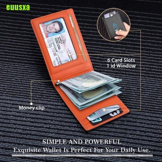Iusxa cartera delgada Minimalista Para hombre con clip De dinero RFID candado bolsillo Frontal De cuero SHEN