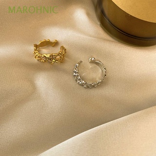 marohnic anillo de apertura ajustable personalidad femenina anillos geométricos mujeres hueco punk aleación retro simple estilo coreano anillo/multicolor