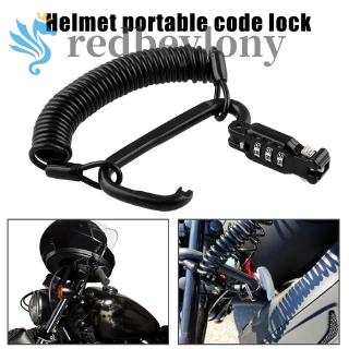 SLEEK ry - cable de bloqueo para casco de motocicleta, color negro, combinación de bloqueo, mosquetón, bicicleta
