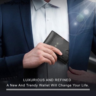 [xinghercool] cartera minimalista delgada para hombres con clip de dinero rfid bloqueo bolsillo frontal cuero genuino caliente