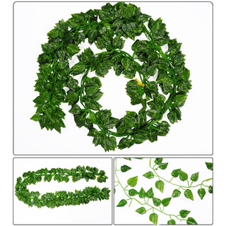 12 piezas de 2 m artificial colgante planta de vid hojas de plástico hogar jardín pared boda decoración (8)