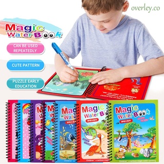 OVERLEY Birthday Gift Montessori Toys Early Education Water Drawing Book Magical Book Doodle Education Toys Reusable Kids Toys Sensory Painting Drawing Board Coloring Book