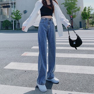 Mujer casual cintura alta Jeans más el tamaño suelto Denim pantalones largos