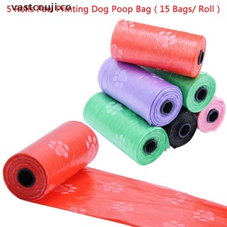 [vastcouji] 5 rollos (15 bolsas/rollo) para cachorro/perro/bolsa de caca para mascotas/gatos/bolsa de basura co