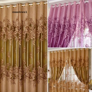 [maelove1] 1 x peonía patrón cortinas de gasa sala de estar ventana cortina tul transparente cortinas [maelove1]