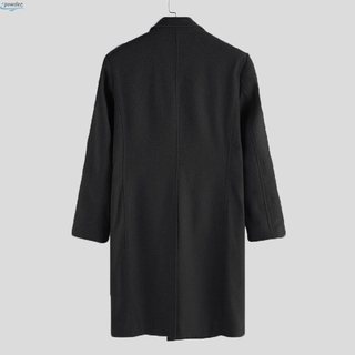abrigo de manga larga de los hombres blazer de invierno de negocios gabardina cortavientos outwear abrigo largo chaqueta de trabajo formal más el tamaño (5)