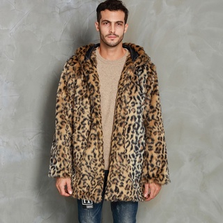 feiyan Fashion Mens Warm Thick Coat Jacket Faux Fur Outwear Cardigan Overcoat