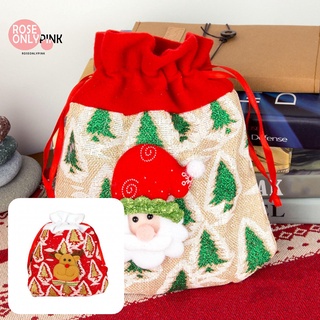 [roseonlypink] bolsa de navidad reutilizable de gran capacidad para regalo, adorable proveedor del festival