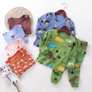 0-6y niños pijamas conjunto de algodón niño pijamas de manga larga ropa interior 2 unids/Set