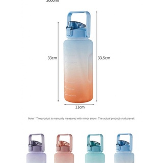 Botella De Paja De 2 L Con Gran Capacidad De Agua Degradado De Plástico Mate Resistente A Caídas Al Aire Libre Deportes Tazas BW (6)