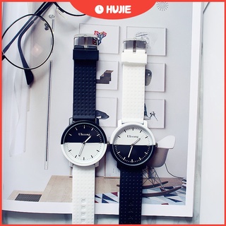 Moda estudiante pareja reloj negro y blanco reloj simple gran dial marea reloj masculino y femenino estudiante reloj