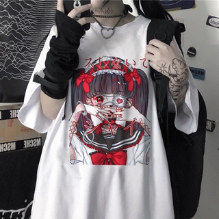 SASSYME Verano Gótico T-shirt Punk Oscuro Grunge Streetwear Señoras Top Harajuku Ropa