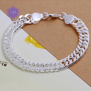 Nueva joyería de moda de plata de ley 925 10 mm completo lado pulsera para Unisex hombre mujeres regalo