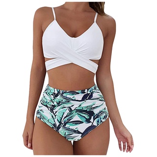bikini con estampado de leopardo/conjunto de bikini push up/traje de baño de cintura alta (4)