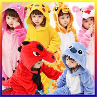 Los niños Onesies niños unicornio dinosaurio puntada Pikachu pijamas Animal de dibujos animados manta durms de invierno niños niñas Jumspuit