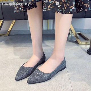 Purpurina plana punta zapatos de mujer salvaje moda guisantes (6)