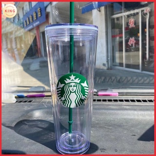 Starbucks Black Siren cold starbucks vaso nueva doble capa transparente taza de agua PP plástico paja taza