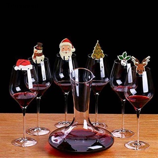 [topseven] 10pcs tarjeta de copa de navidad decoraciones navideñas santa sombrero copa de vino decoración.