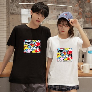 Doraemon moda casual camiseta pareja hombres mujeres cuello redondo top 5781