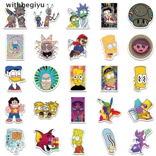 【withb】 52Pcs Psychedelic Aesthetics Mixing Cartoon Character PVC Graffiti Stickers Toy .