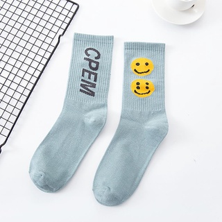 Tianyun Hip Hop calcetines de Tubo medio estampado de letras impresas para hombre/multi Hop para adultos/cara sonriente (5)