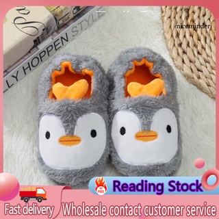 Nice_Toddler niños niñas suave felpa zapatillas de dibujos animados lindo pingüino caliente zapatos de casa