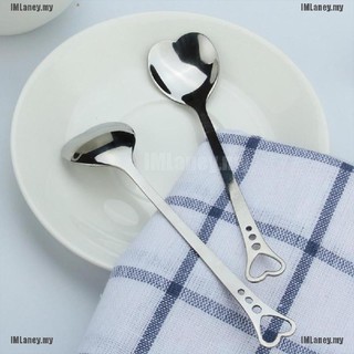 [imlaney] cuchara de postre en forma de corazón de acero inoxidable plata té café cuchara mezclador de vajilla [my]