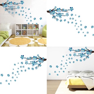 Pegatina de pared impermeable flor azul mariposa cómoda decoración