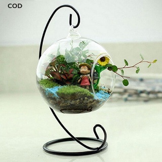 [cod] 1 x 23 cm 9" soporte de planta de hierro para colgar jarrón de vidrio transparente decoración del hogar caliente (9)