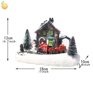 Ejxw casita De nieve Luminosa navideña con luces Coloridas/De Resina De pilas/duradero/decoraciones navideñas/regalo (6)