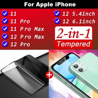 iphone 11 12 pro max 2in1 negro película de vidrio templado de fibra de carbono para iphone 6 6s 7 8 plus 12mini x xr xs max se 2020