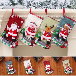 Bolsas De Caramelo De Navidad 3D Santa Muñeco De Nieve Alce Treat Regalo Colgante Calcetines Para Árbol Jardín
