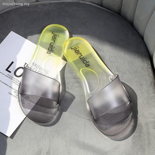 ^^selipar Perempuan selipar wanita moda sandalias y zapatillas mujer verano nuevo cristal flip-flop jelly transparente ins social wear zapatillas versión estudiantes (7)